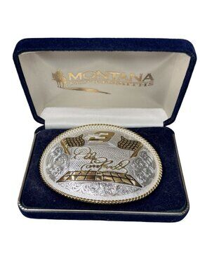 Dale Earnhardt Montana Silversmiths #3 NASCAR Belt Buckle Silver Plate New W Box